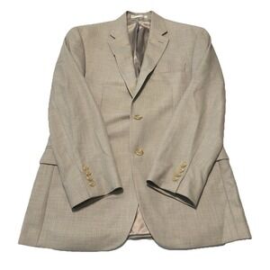 Lauren Ralph Lauren Blazer Mens 38R Tan Beige Linen Blend 2 Button Sport Coat